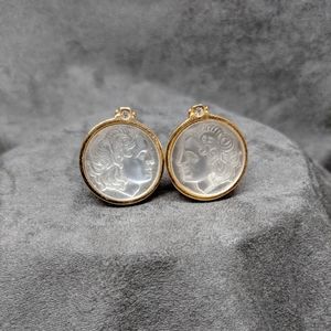 Vintage Victorian style clip on cameo earrings